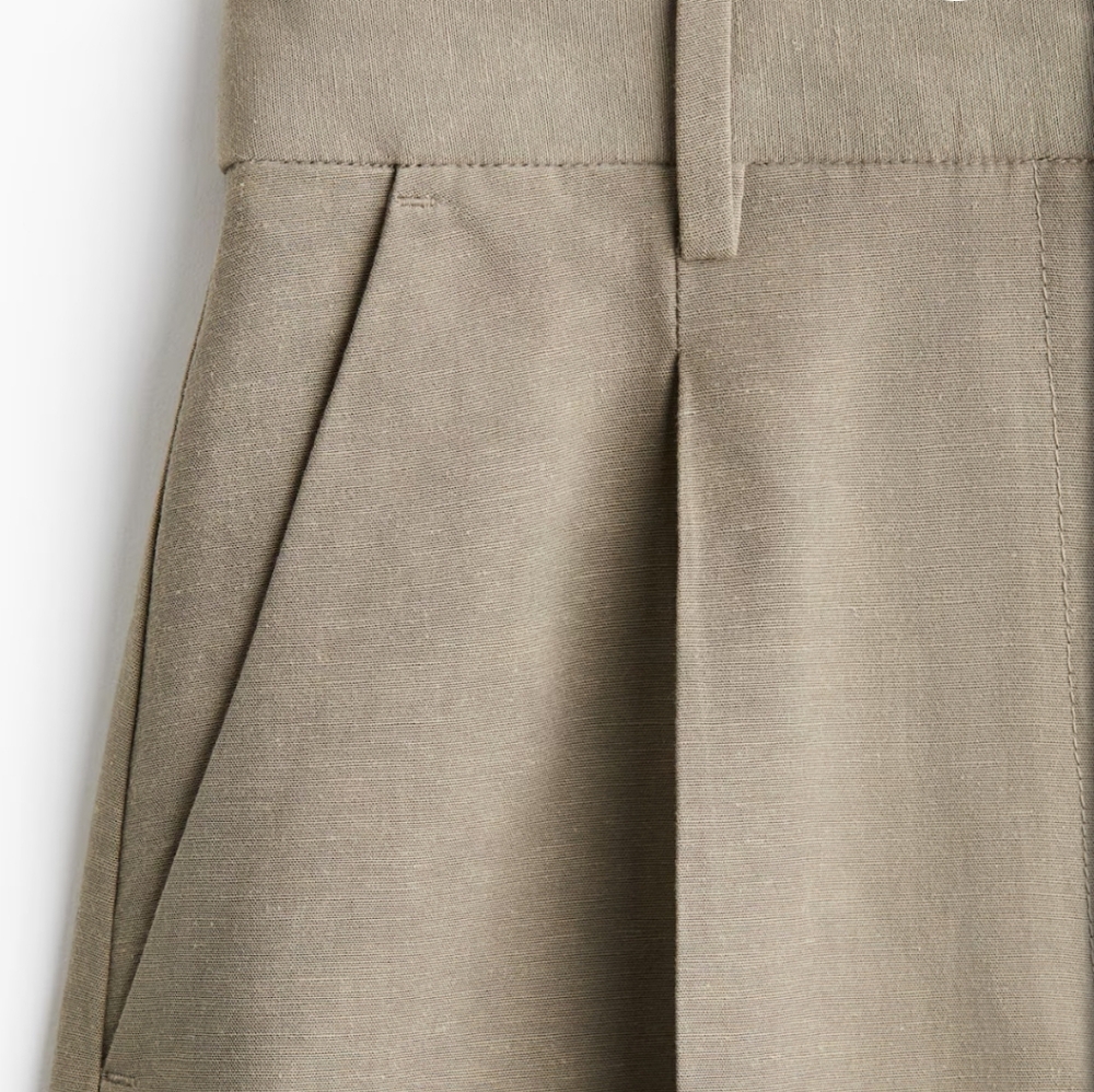 🌟NWT H&M Khaki Linen Blend Shorts - Picture 5 of 5